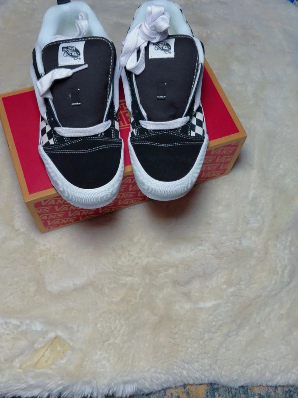 Vans Black & White Checkerboard Knu Skool Low-Top Sneakers